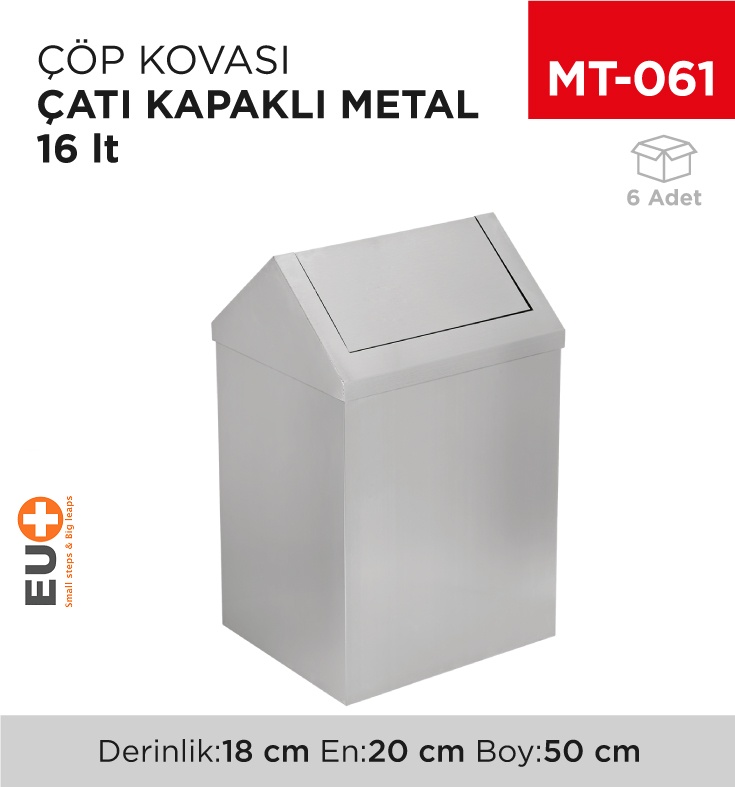 Çatı Kapaklı Çöp Kovası Metal 16 Lt (1306)(439)