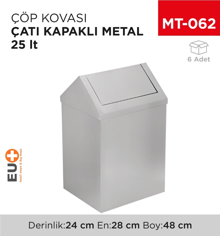 Çatı Kapaklı Çöp Kovası Metal 25 Lt (1309)(440)