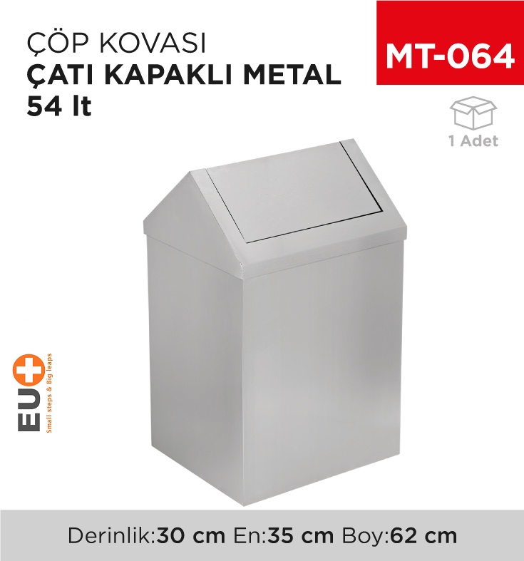 Çatı Kapaklı Çöp Kovası Metal 54 Lt (1307)(443) - Koli:1 Adet