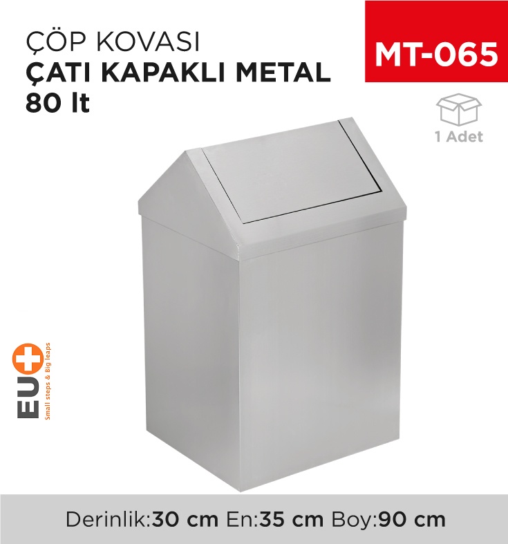 Çatı Kapaklı Çöp Kovası Metal 80 Lt (1308)(444)