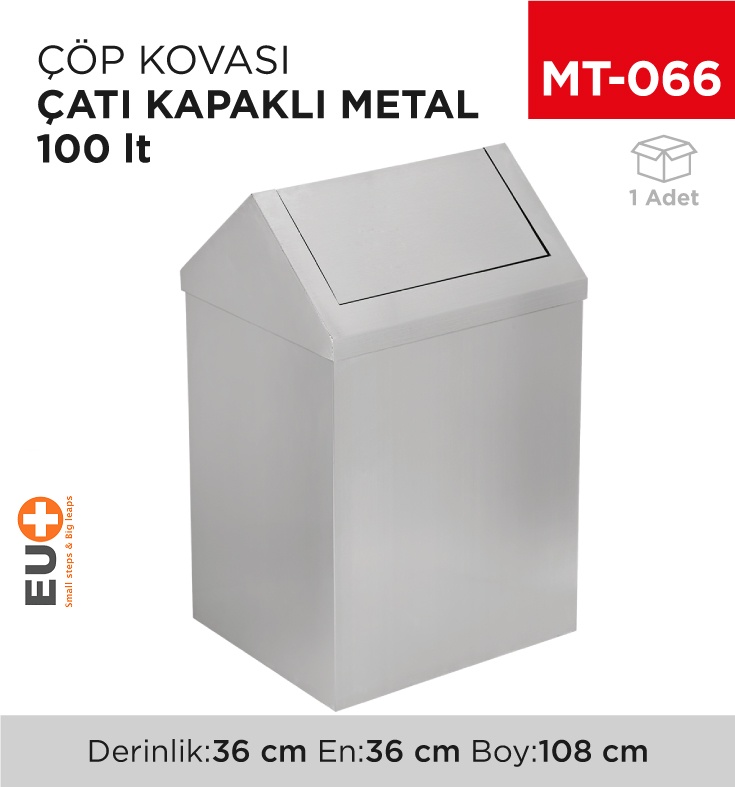 Çatı Kapaklı Çöp Kovası Metal 100 Lt (1311)