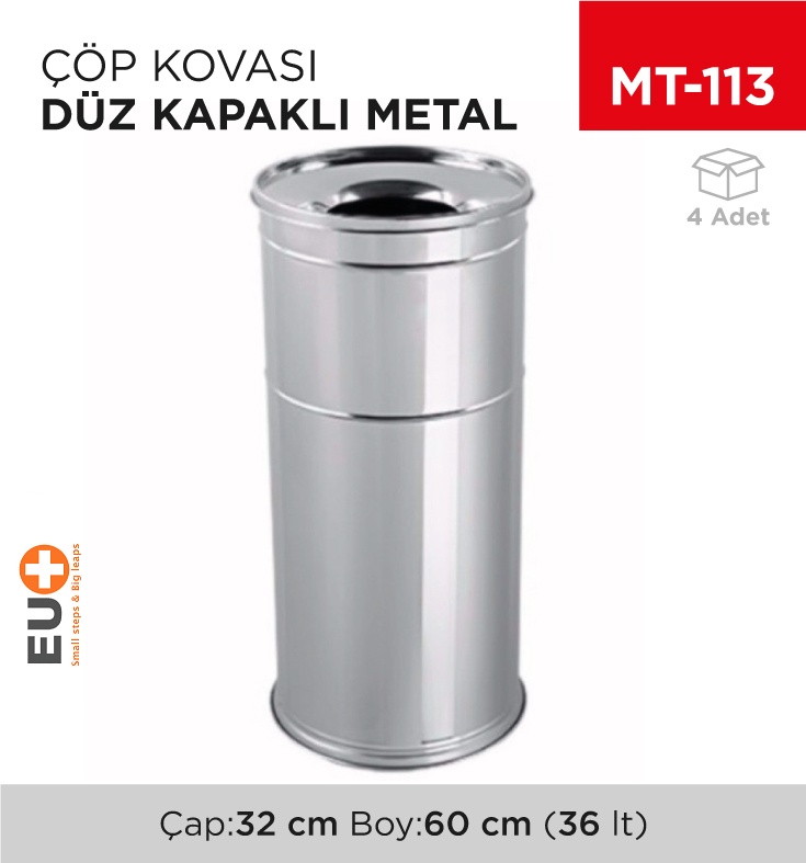 Düz Kapaklı Çöp Kovası Metal (447B)