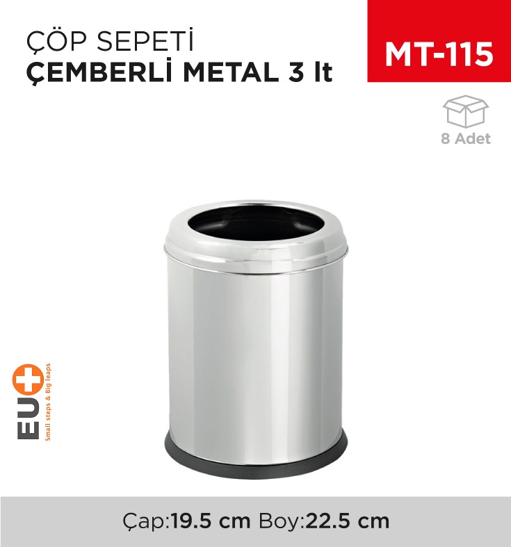 Çöp Sepeti Çemberli Metal 3 Lt (1432)(411) - Koli:8 Adet