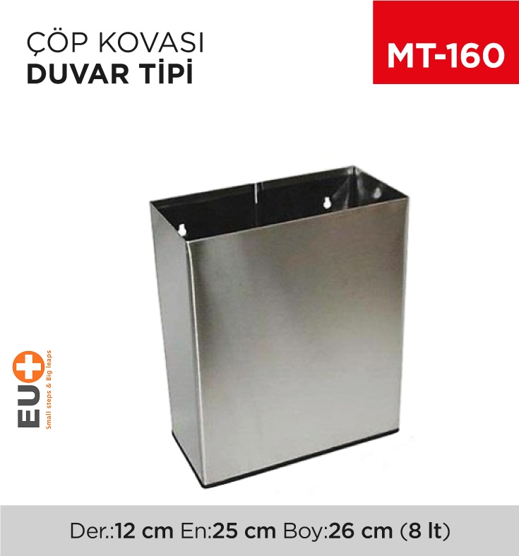 Duvar Tipi Çöp Kovası Metal 8 Lt (1225) - Koli:1 Adet