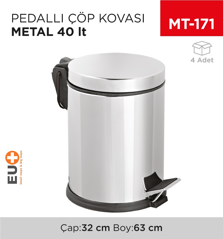 Pedallı Çöp Kovası Metal 40 Lt Evsel(1020)(409)