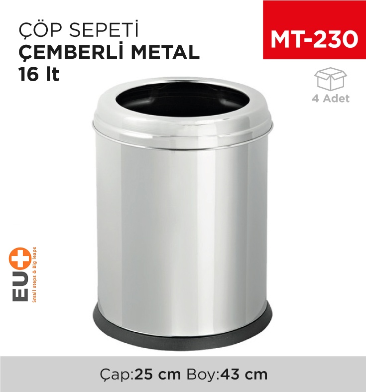 Çöp Sepeti Çemberli Metal 16 Lt (3305)(415) - Koli:4 Adet