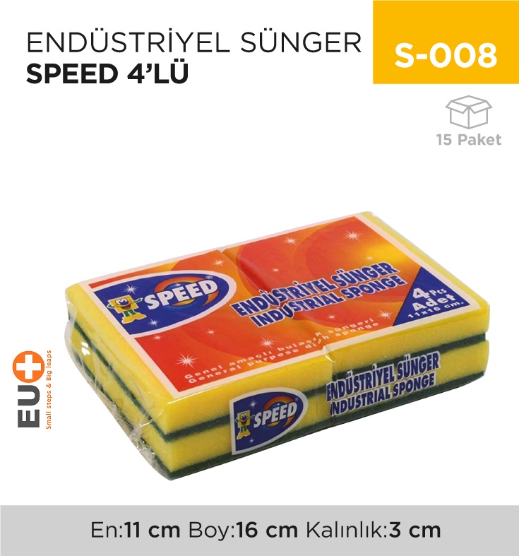 Endüstriyel Sünger Speed 4'Lü (328) - Koli:15 Adet