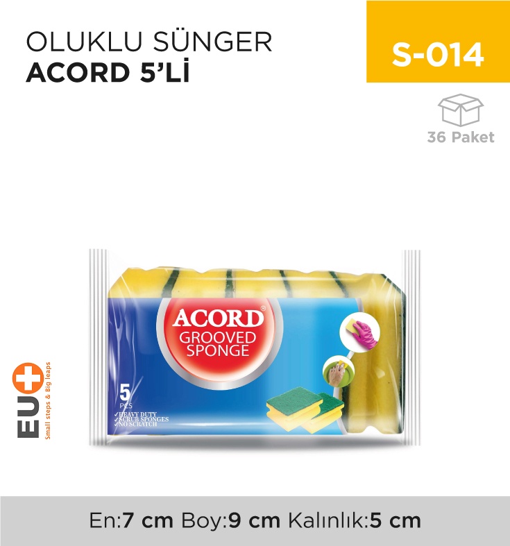 Oluklu Sünger Acord 5'Li (521)