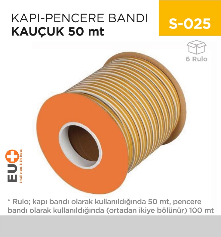 Kapı-Pencere Bandı Kauçuk Acord (2*50=100 Mt)