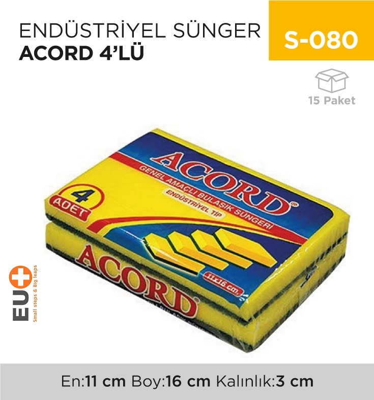 Endüstriyel Sünger Acord 4'Lü (391)