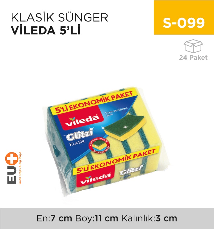 Klasik Sünger Vileda 5'Li - Koli:12 Adet