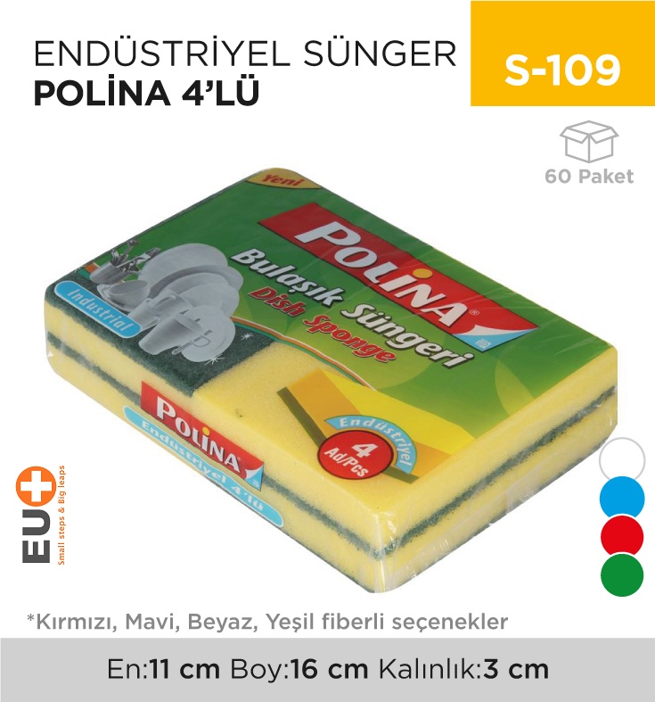 Endüstriyel Sünger Polina 4'Lü (2233)