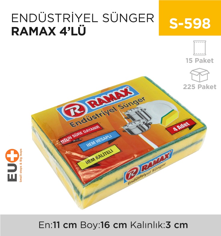 Endüstriyel Sünger Ramax 4'Lü