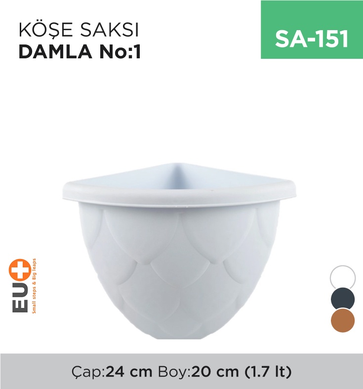 Köşe Saksı Damla No:1 (1.7 Lt)