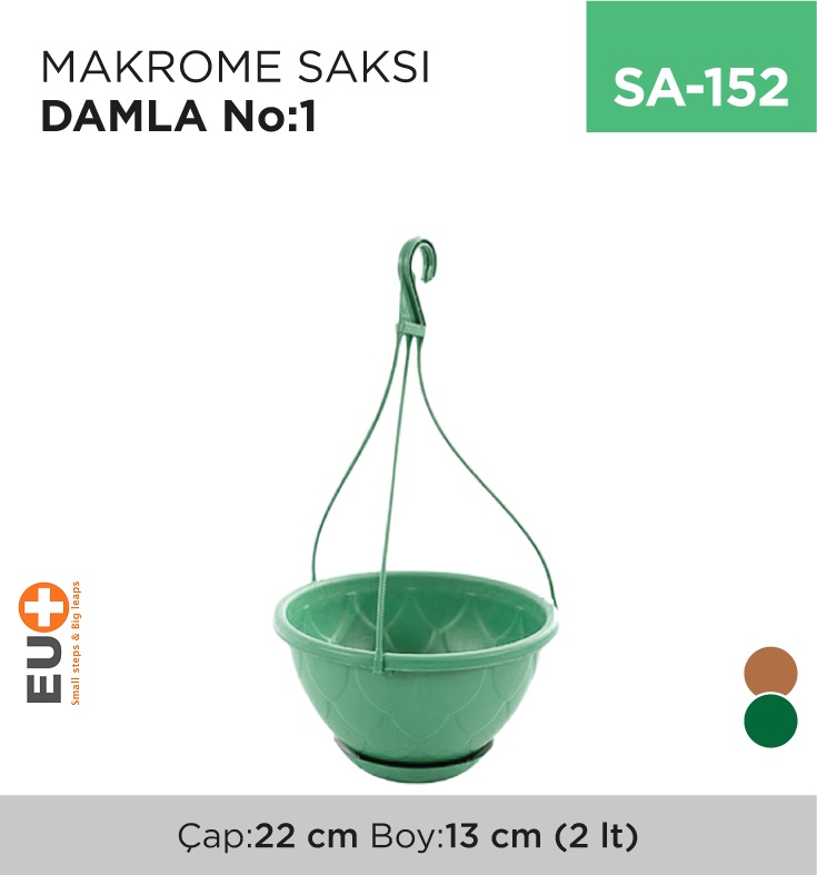 Makrome Saksı Damla No:1 (2 Lt) - Koli:1 Adet