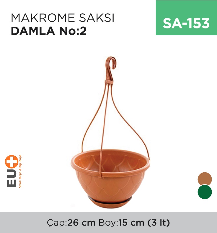 Makrome Saksı Damla No:2 (3 Lt)