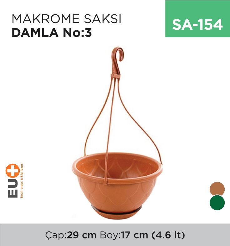 Makrome Saksı Damla No:3 (4.6 Lt)