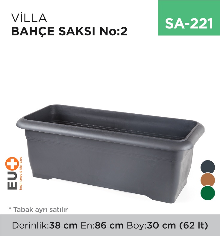 Villa Bahçe Saksı No:2 Tabaksız (62 Lt)