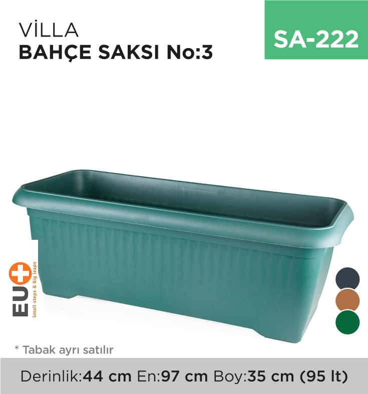 Villa Bahçe Saksı No:3 Tabaksız (95 Lt)