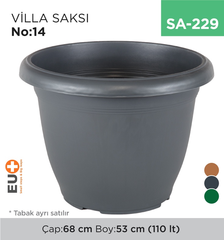 Villa Saksı No:14 Tabaksız (110 Lt) (V514) - Koli:1 Adet