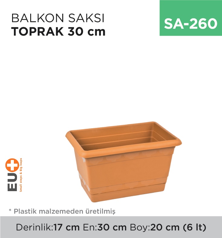 Balkon Saksı Toprak 30 Cm (Tb-511)