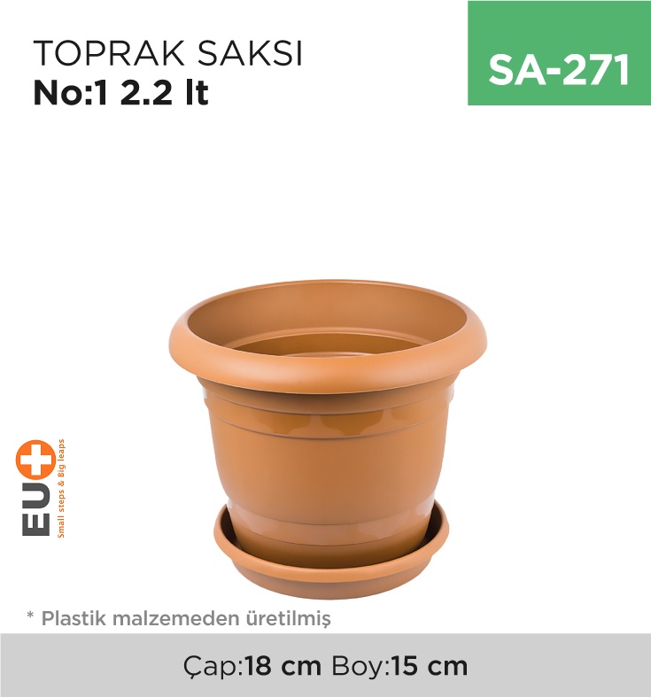 Toprak Saksı No:1 (2.2 Lt) - Koli:1 Adet