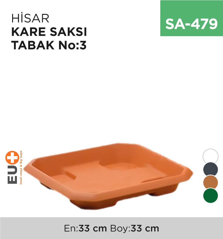 Hisar Kare Saksı Tabak No:3 (Hkt3) - Koli:1 Adet