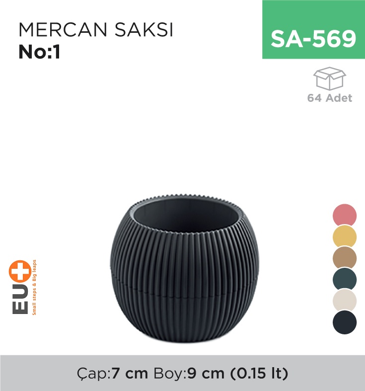 Mercan Saksı No:1 (0.15 Lt) (Krs-361) - Koli:64 Adet