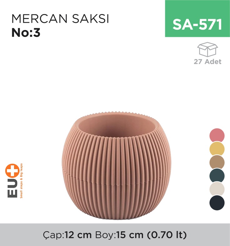 Mercan Saksı No:3 (0.7 Lt) (Krs-363)