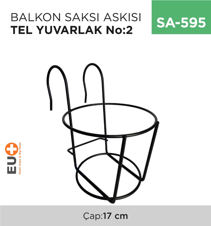 Balkon Saksı Askısı Tel Yuvarlak No:2 (Çap:17 Cm)