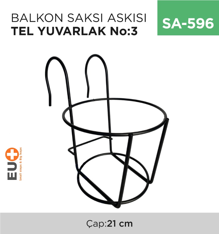 Balkon Saksı Askısı Tel Yuvarlak No:3 (Çap:21 Cm) - Koli:1 Adet