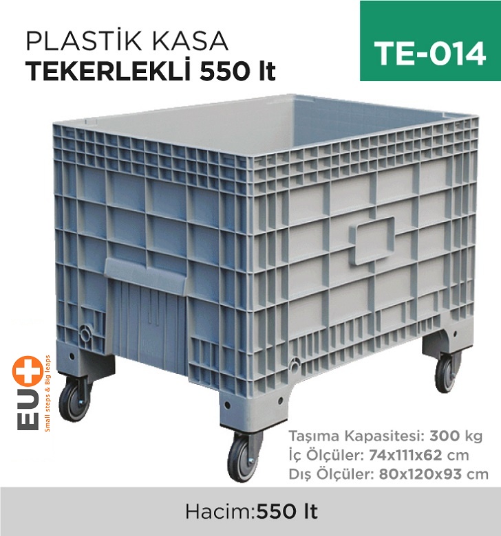 Plastik Kasa Tekerlekli 550 Lt