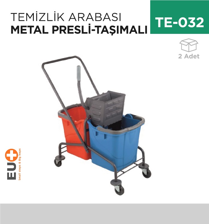 Temizlik Arabası Metal Presli-Taşımalı (Ck755) - Koli:2 Adet