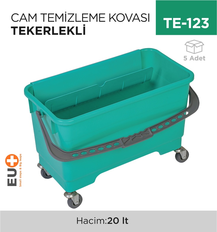 Cam Temizleme Kovası Tekerlekli Eko (Ck 066) - Koli:5 Adet