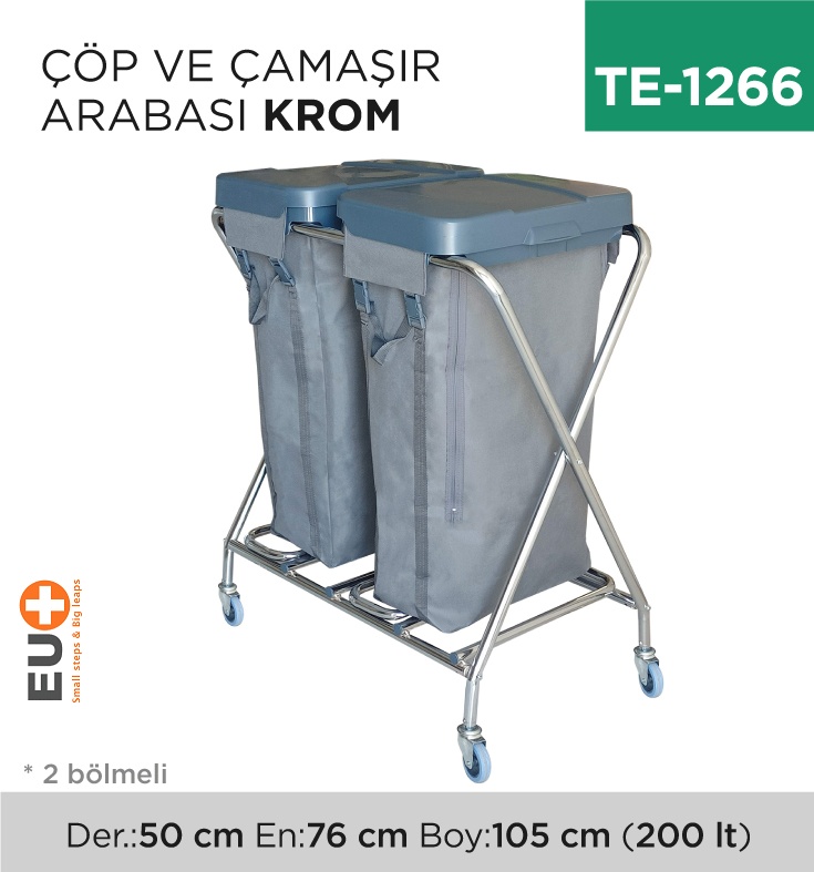 Çöp Ve Çamaşır Arabası Krom - Koli:2 Adet