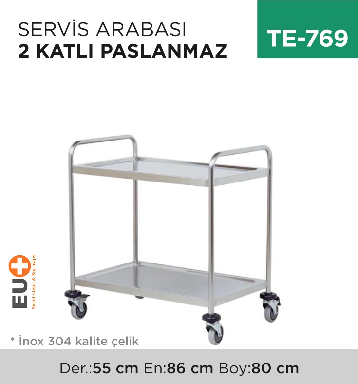 Servis Arabası 2 Katlı Paslanmaz (7603)