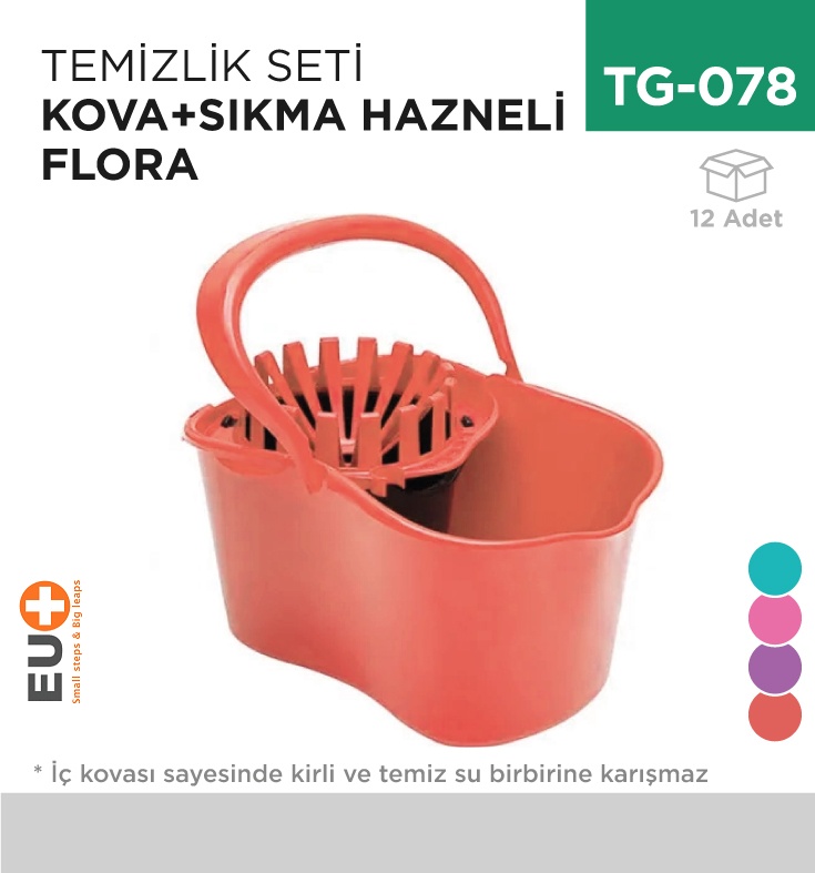 Temizlik Seti Kova+Sıkma Hazneli Flora (F059)