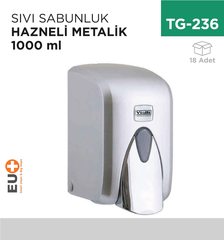 Sıvı Sabunluk Hazneli M.Gri 1000 Ml (S6C) - Koli:18 Adet