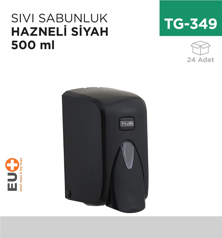 Sıvı Sabunluk Hazneli Siyah 500 Ml (S5B) - Koli:24 Adet