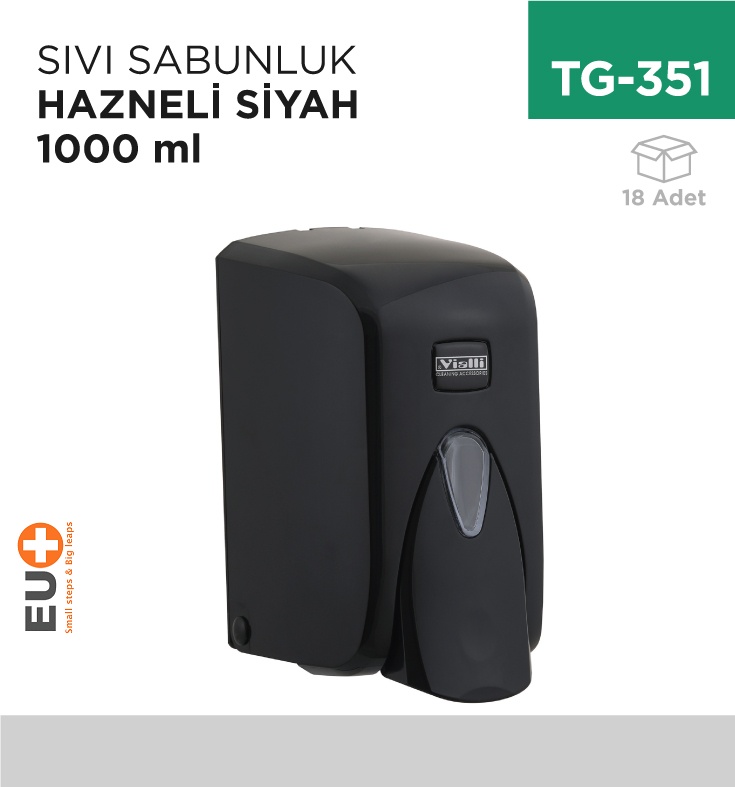 Sıvı Sabunluk Hazneli Siyah 1000 Ml (S6B)