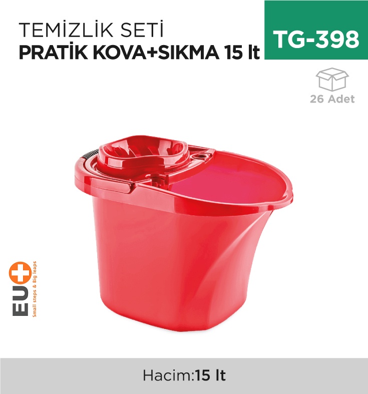 Temizlik Seti Pratik Kova+Kep 15 Lt.(Tp-131) - Koli:26 Adet