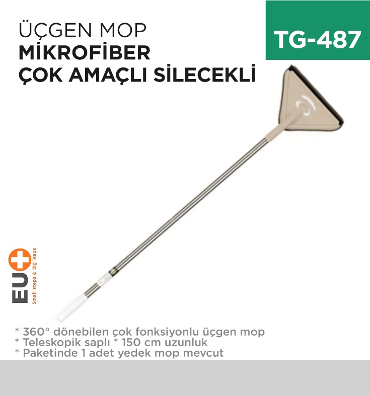 Üçgen Mop Mikrofiber Çok Amaçlı Silecekli (303) - Koli:1 Adet