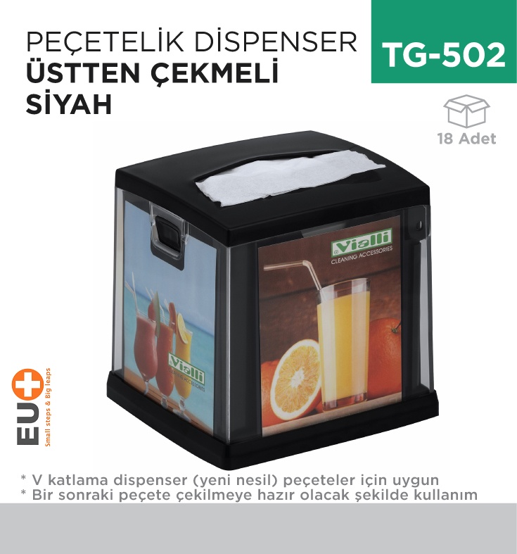 Peçetelik Dispenser Üstten Çek. Siyah (Ng11B) - Koli:18 Adet