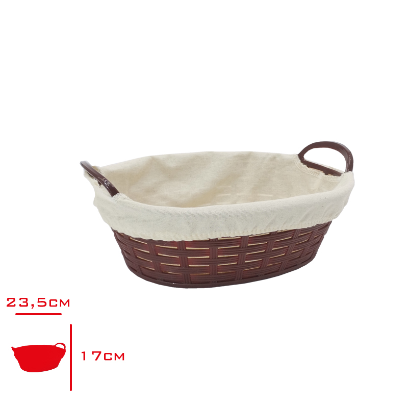 Bora Ekmek Sepeti Hasır Desenli Oval  Bez Kaplamalı 24 Cm  Bo-664 - ENDÜSTRİ