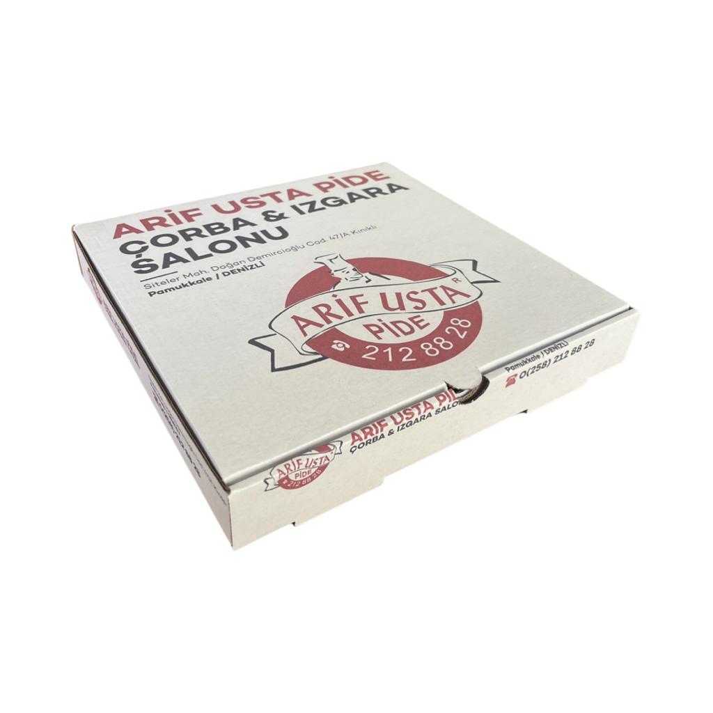 26x26 Beyaz Pizza Kutusu (Baskılı) - guzeltedarik.com